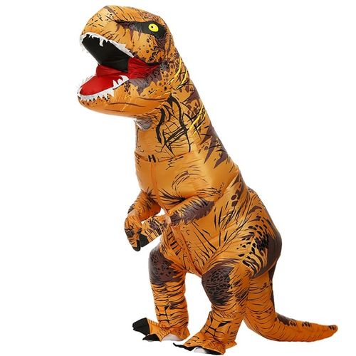 Fantasia Inflável Dinossauro T-Rex Marrom Adulto e Infantil