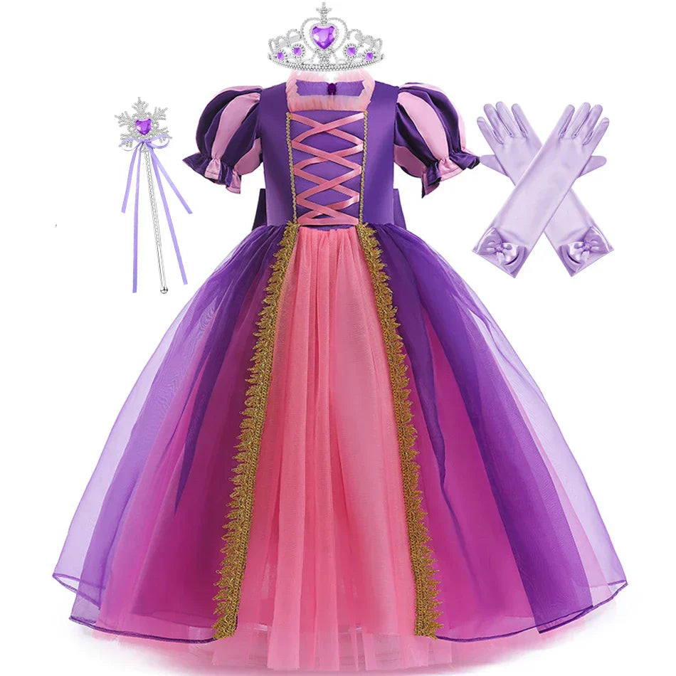 Fantasia Rapunzel Infantil e Adulto Encantada
