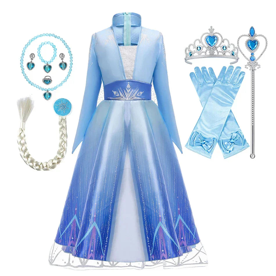 Vestido Elsa de Inverno Infantil e Adulto