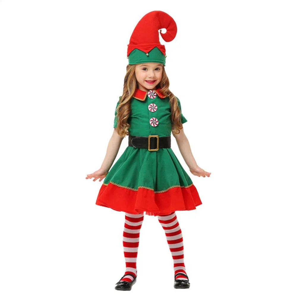 Fantasia Elfo de Natal Infantil e Adulto